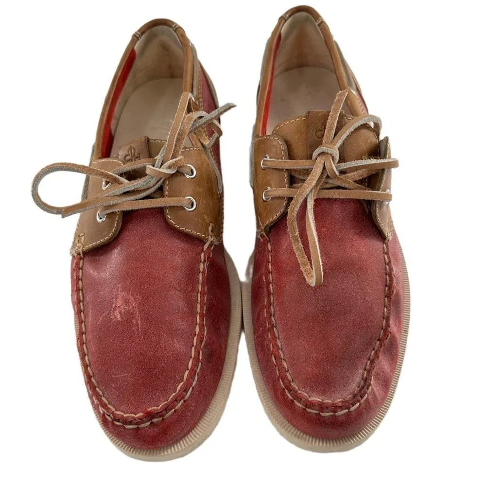 Cole haan yacht club collection boat shoes 9.5 red brown leather vintage 90s